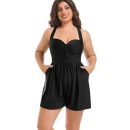Aurora Story One Piece Black Jumpsuit Swimsuits with Pocket