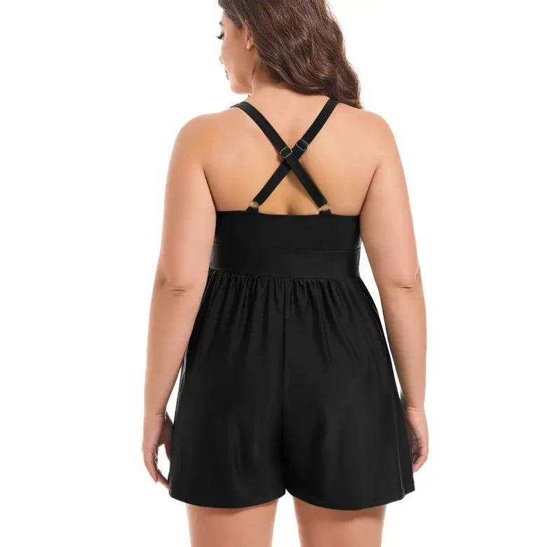 Aurora Story One Piece Black Jumpsuit Swimsuits with Pocket - Image 2