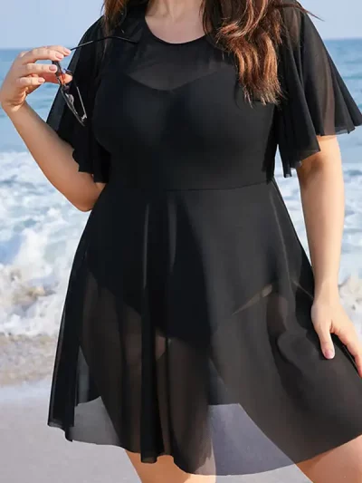 Aurora Story Sleeve Cut Out Tummy Control Swim Dress