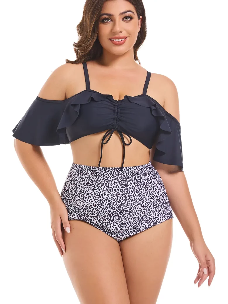 Large Size Ruffled Leopard Print Bikini Set - Image 5