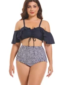 Large Size Ruffled Leopard Print Bikini Set