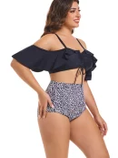 Large Size Ruffled Leopard Print Bikini Set