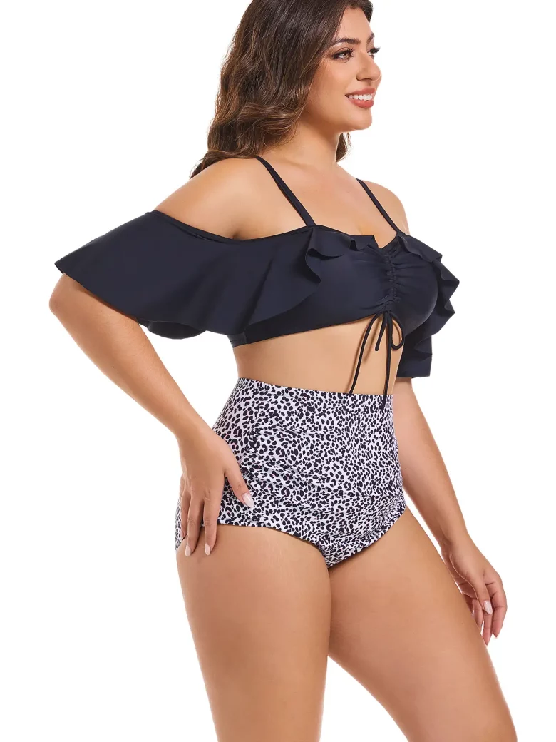 Large Size Ruffled Leopard Print Bikini Set - Image 3