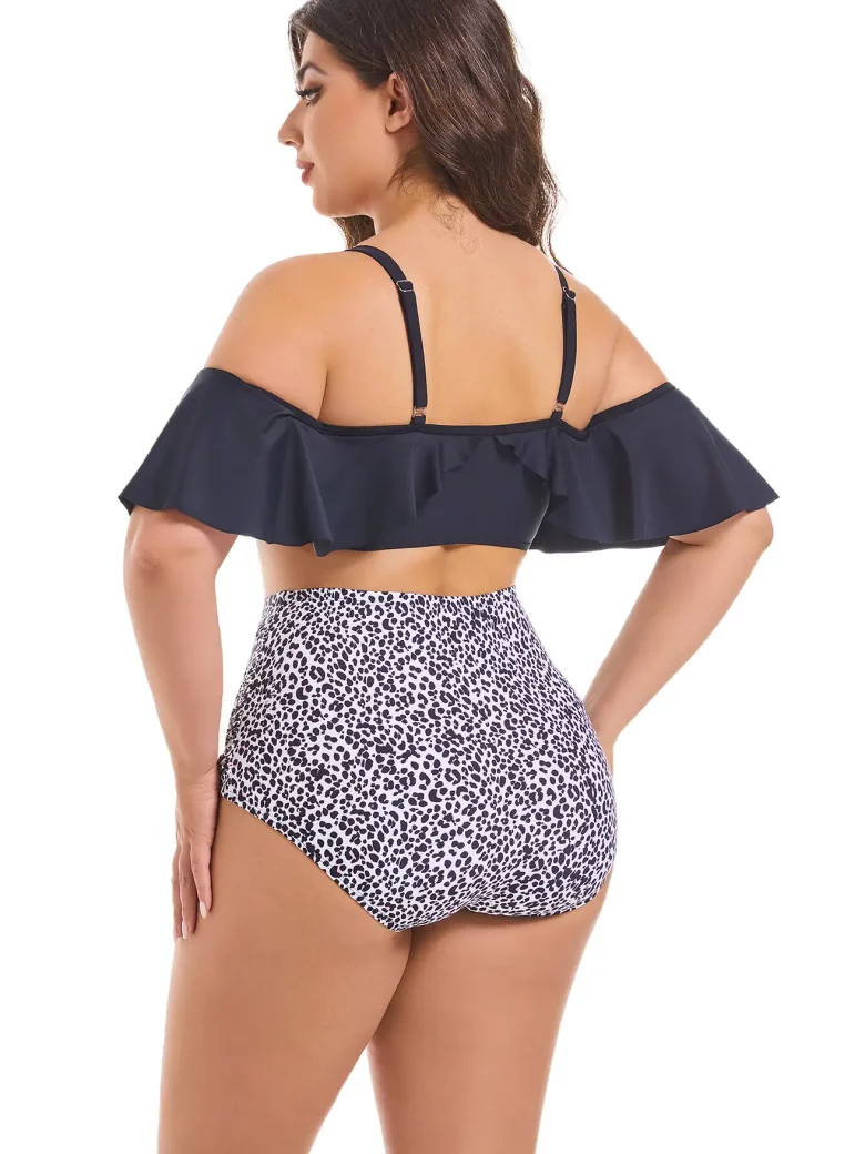 Large Size Ruffled Leopard Print Bikini Set - Image 4