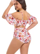 Large Size Ruffled Leopard Print Bikini Set