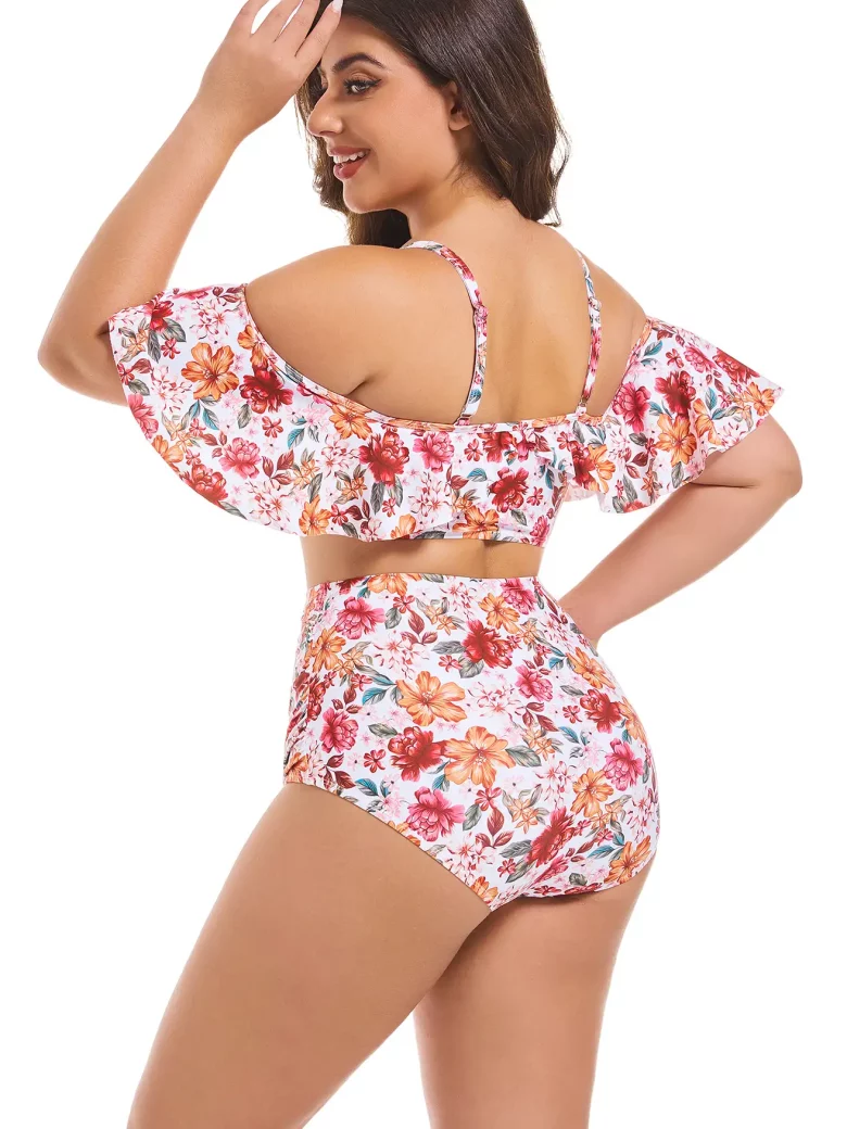 Large Size Ruffled Leopard Print Bikini Set - Image 2